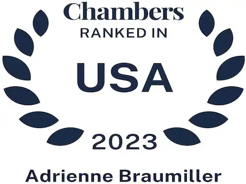 Chambers USA 2023 ranking badge for Adrienne Braumiller, highlighting her recognition in the legal i.