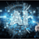 Advanced AI technology symbol with digital data and futuristic design.