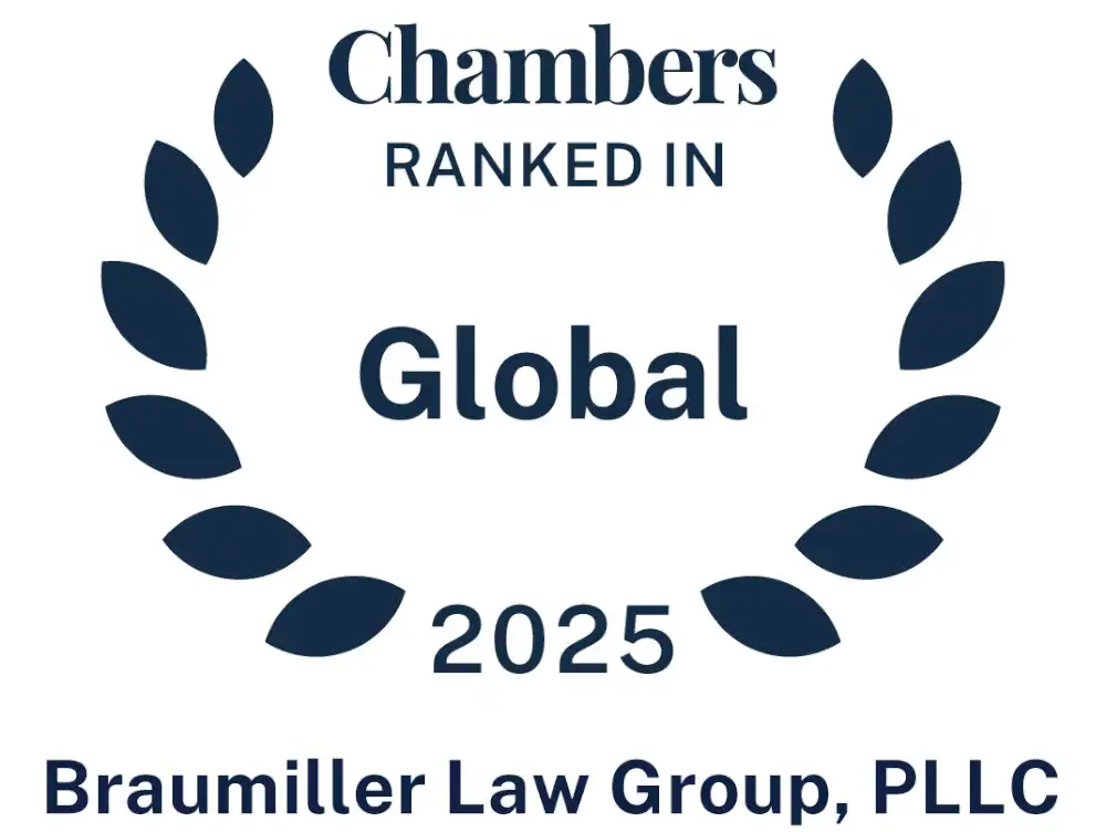 Braumiller Law Group, ranked in the 2025 Chambers Global, law firm recognition badge.