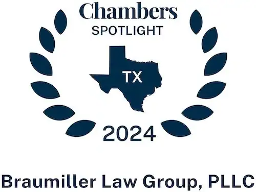 High-quality legal services logo for Braumiller Law Group, Texas law firm, 2024 Chambers Spotlight.
