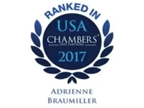 Trusted USA Chambers ranking badge for Adrienne Braumiller, 2017 legal excellence recognition.