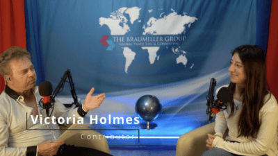 Victoria Holmes and Bob Brewer discuss international trade topics at Braumiller Law Group.